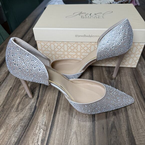 NEW Jewel Badglay Mischka Heels Pump Sz 10 Sparkle Wedding Holiday Rhinestones - Picture 4 of 7